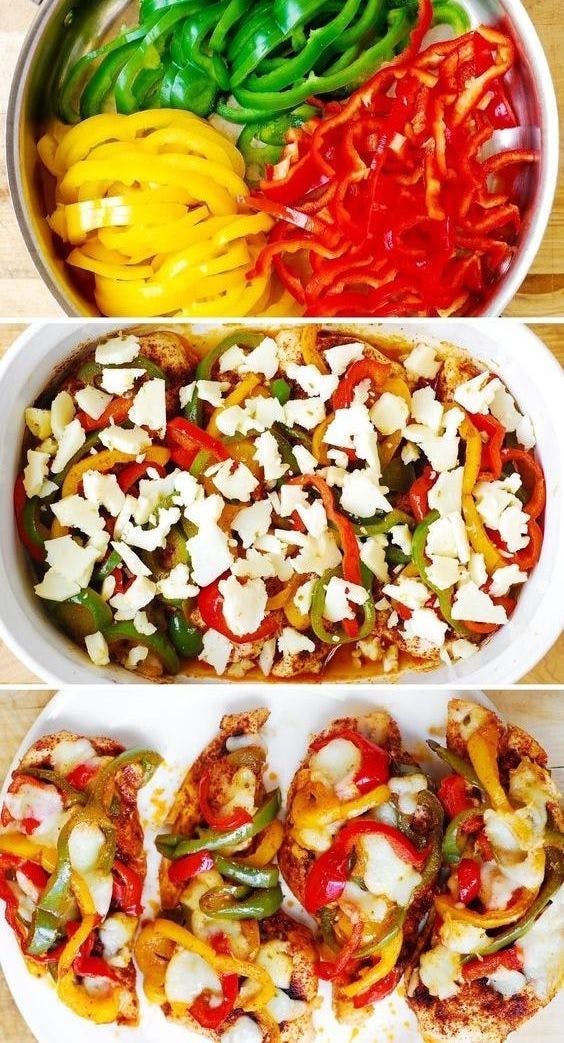Fajita Chicken Bake with Bell Peppers and Pepper Jack Cheese
