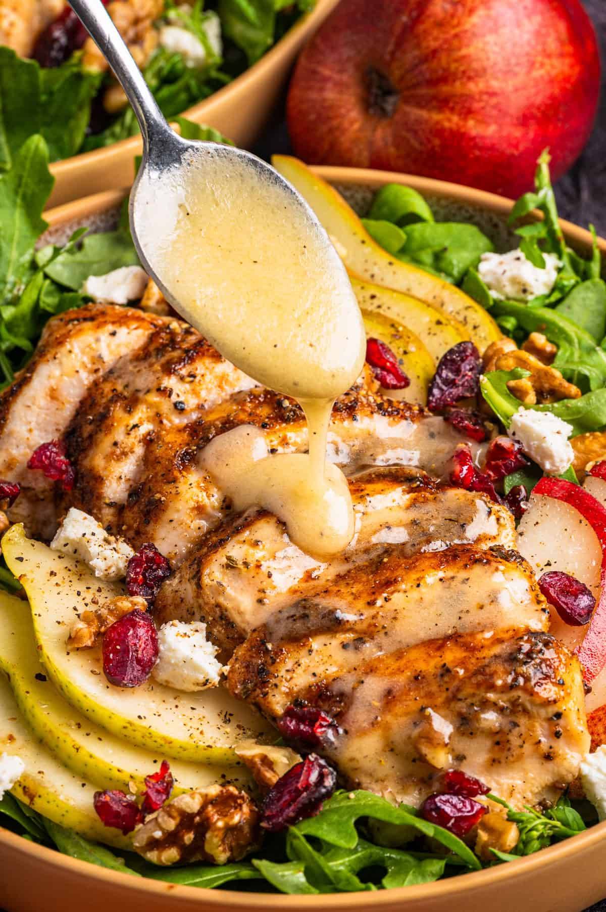 Chicken Salad with Pear Dressing in a bowl.