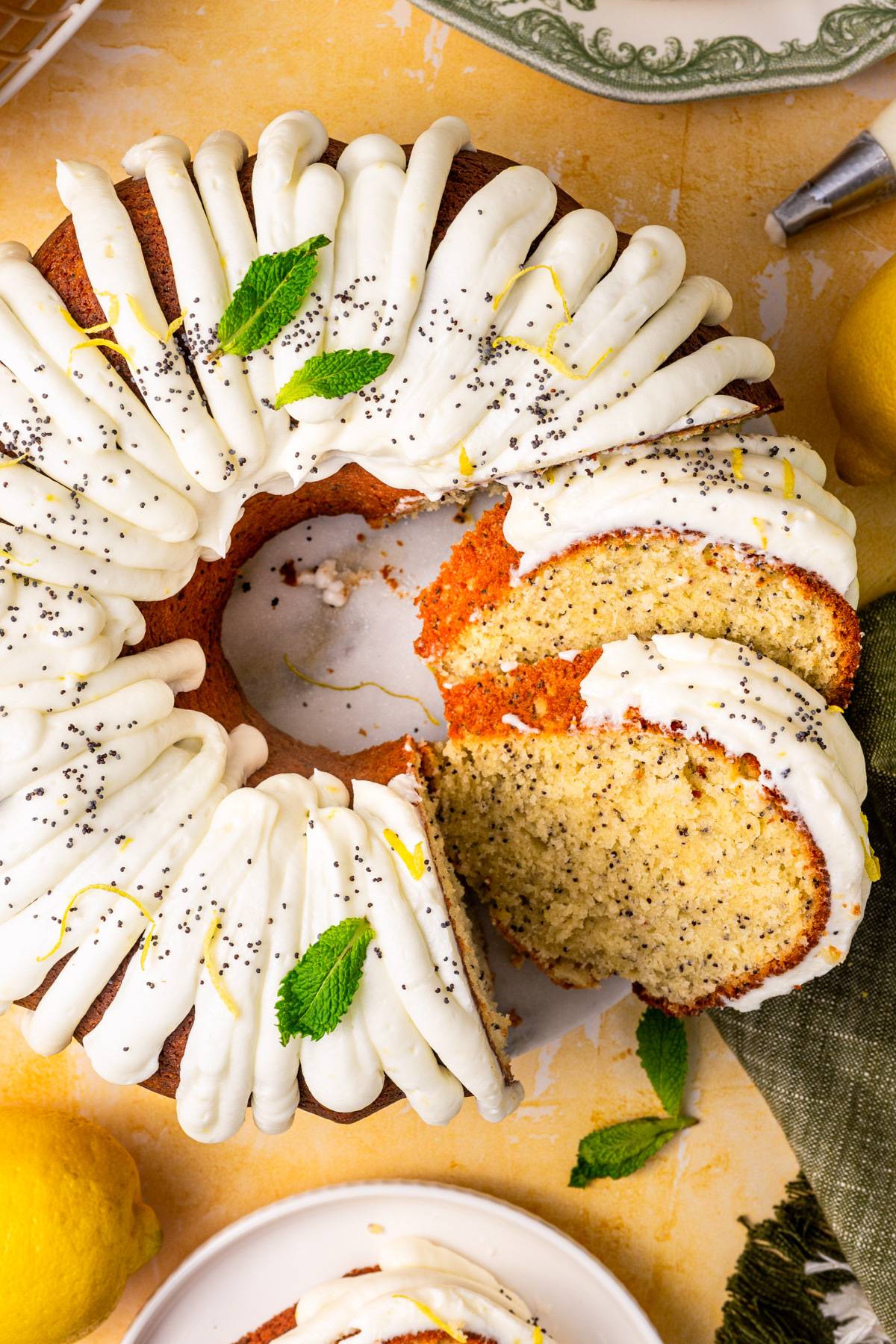 Lemon Poppy Seed Bundt Cake with Lemon Buttercream.