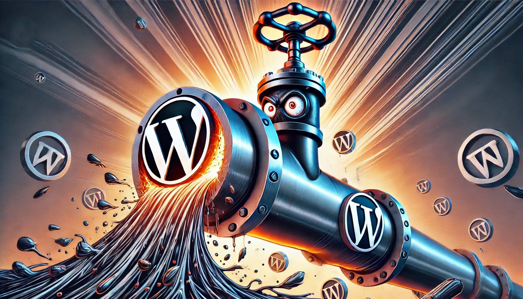 angry pipe with a wordpress logo