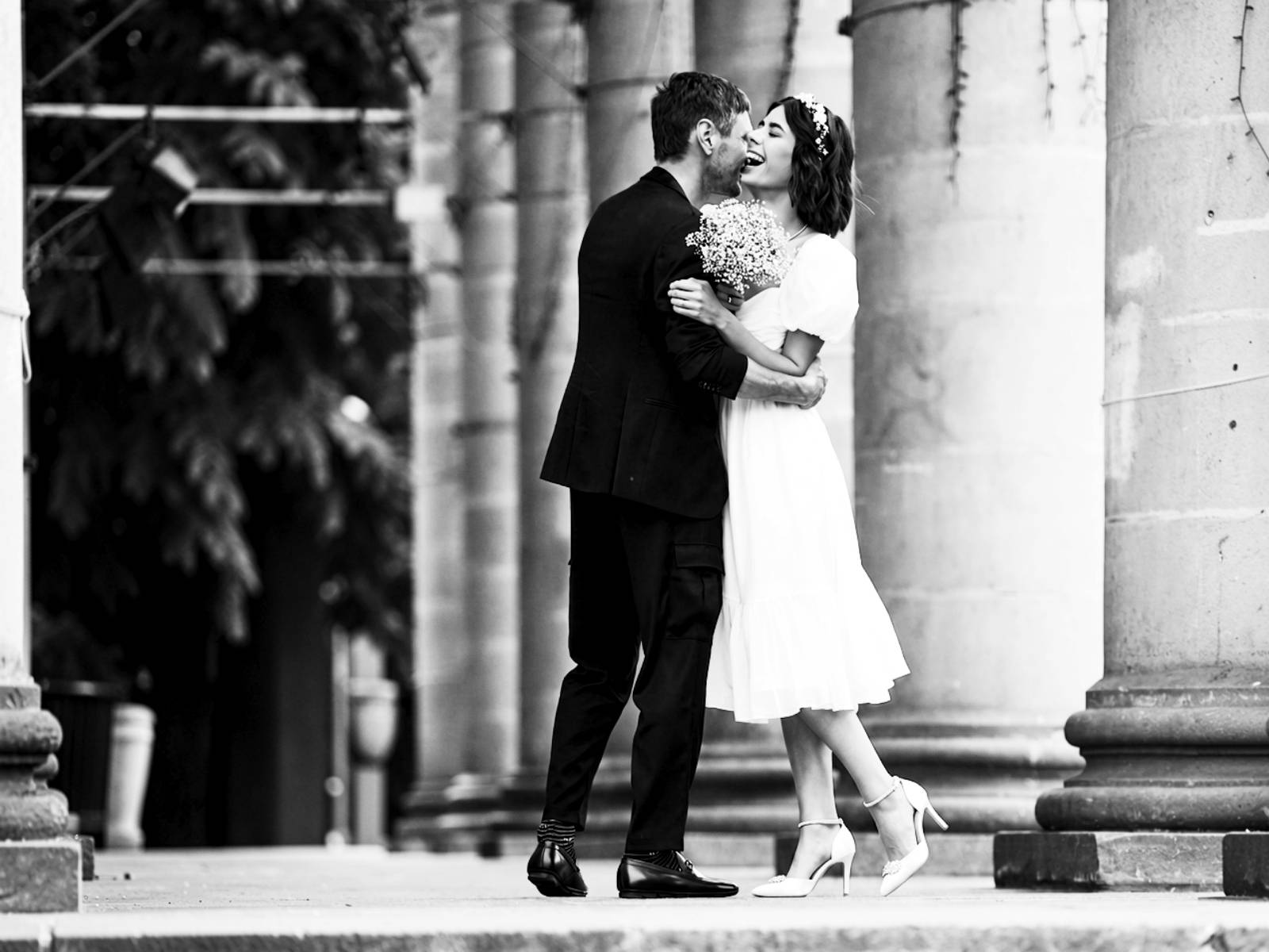 Young married couple after their wedding.