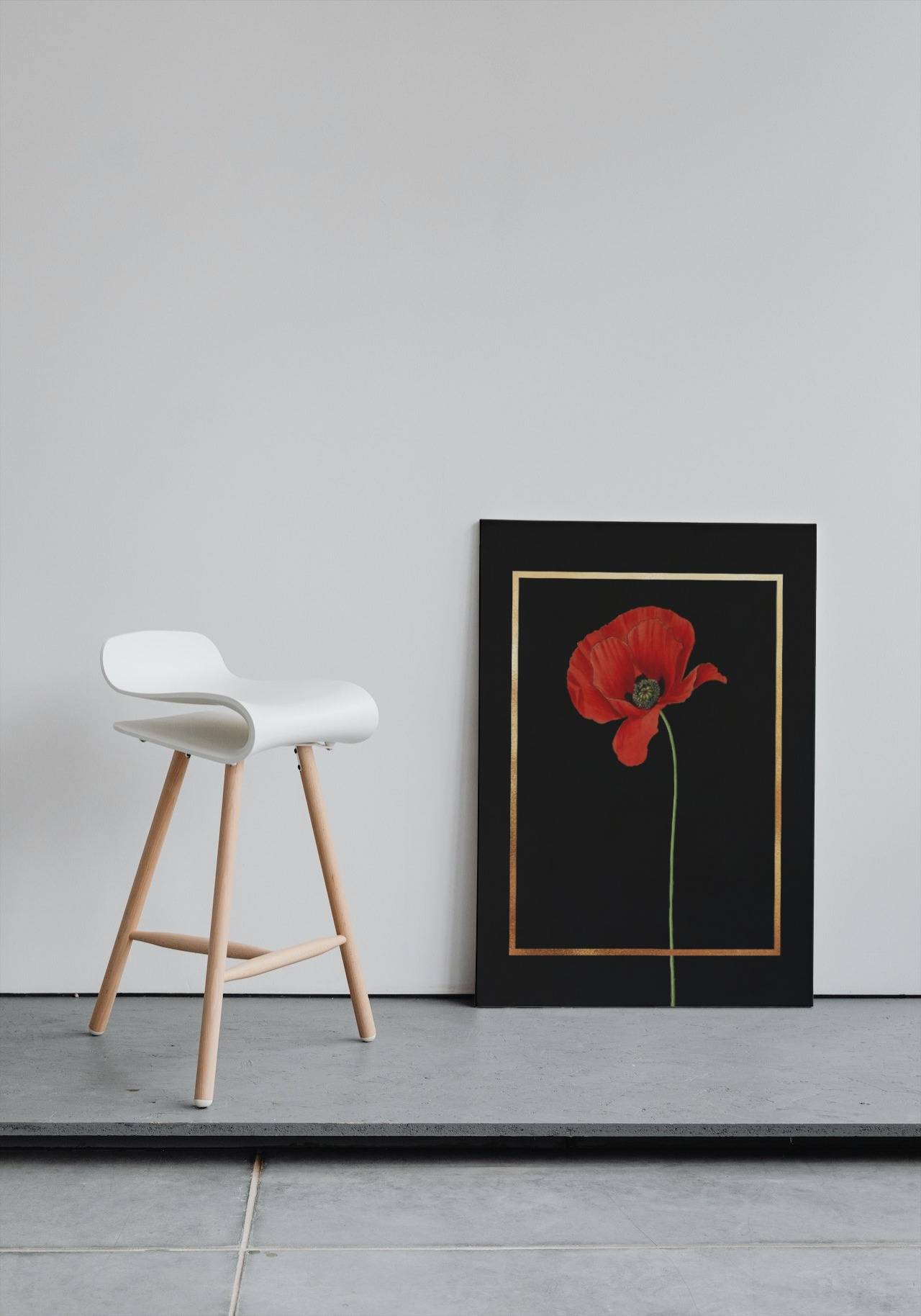 Minimalist Red Poppy Wall Art