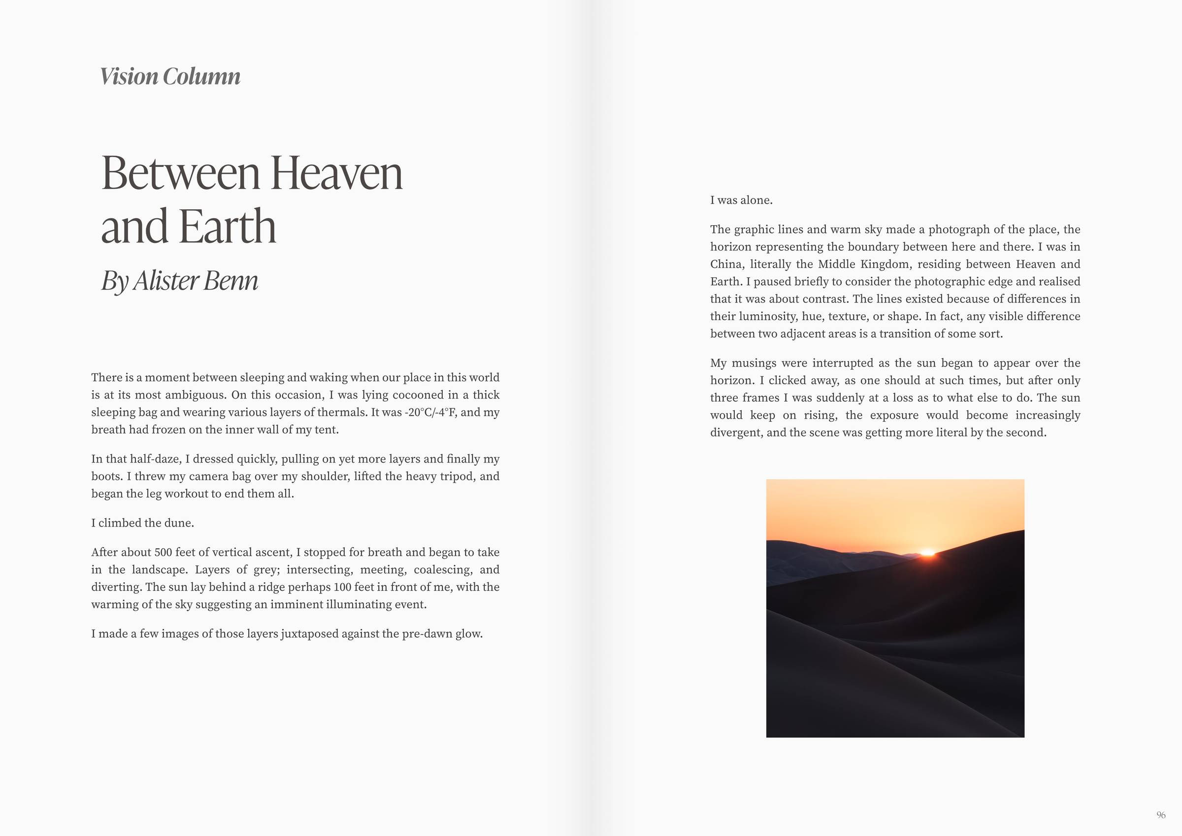 Alister Benn article from Nature Vision Magazine