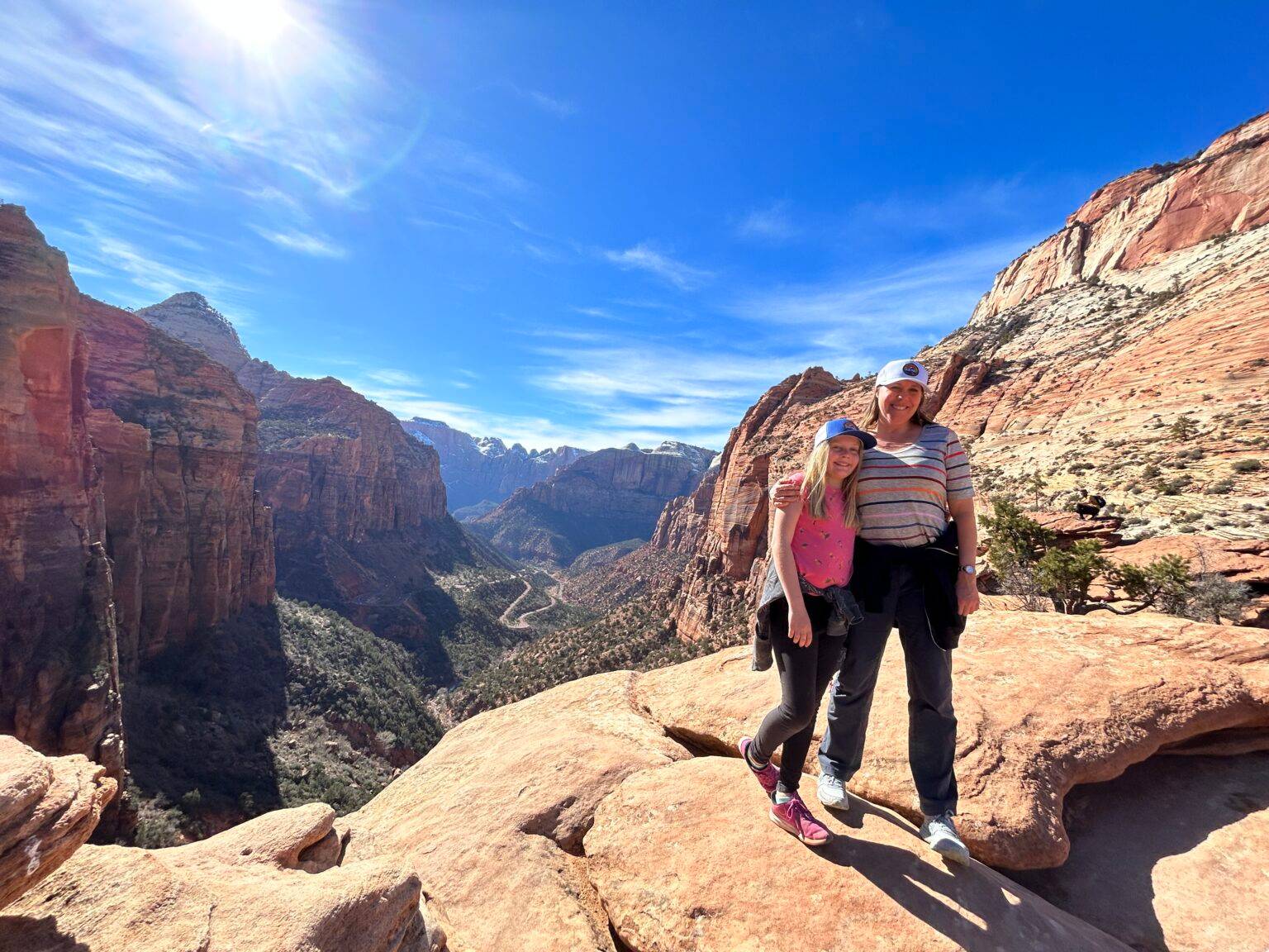 Mother and daughter at overlook view in Zion
