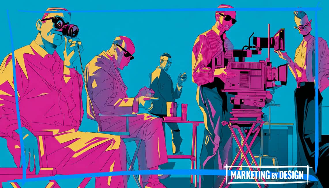 Drawing of film crew