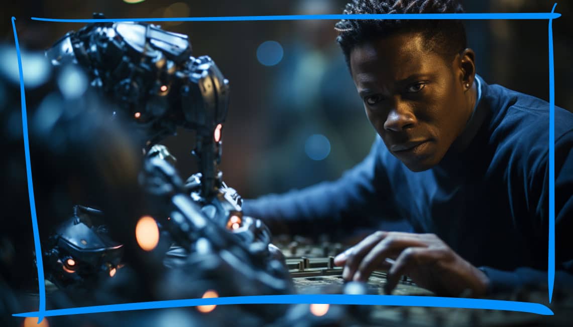 Man preparing for AI bot army