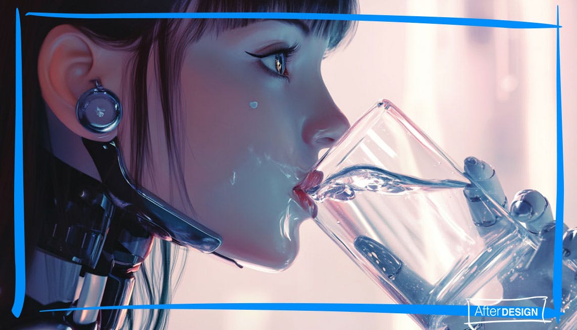 A robot drinking water