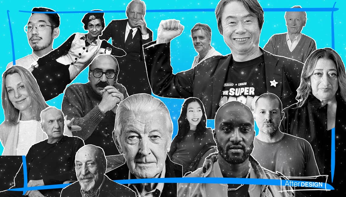 Collage of all-time great designers