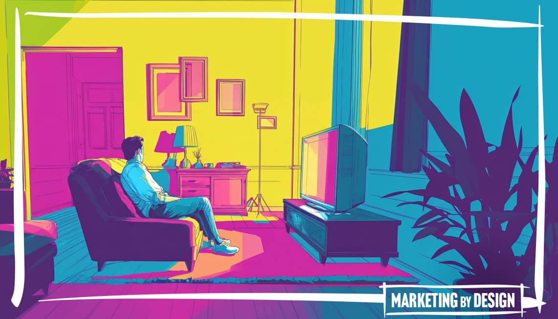 Isolated person watching tv