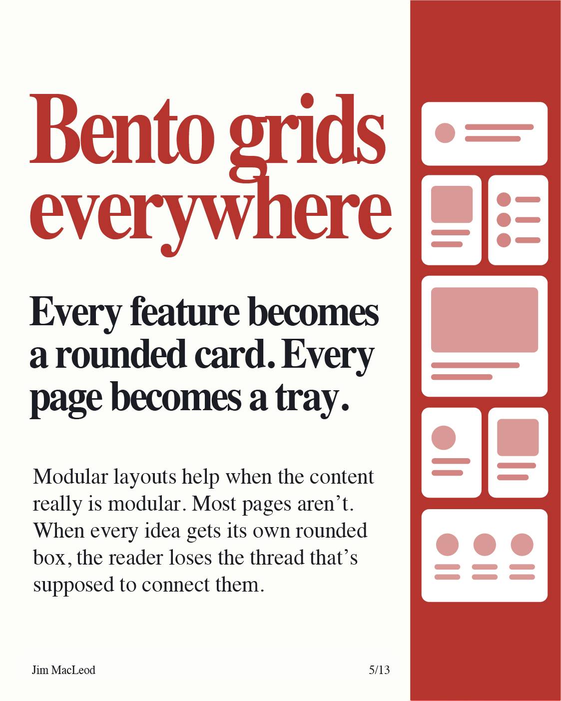 Slide on bento grids, showing a page broken into many rounded tiles.