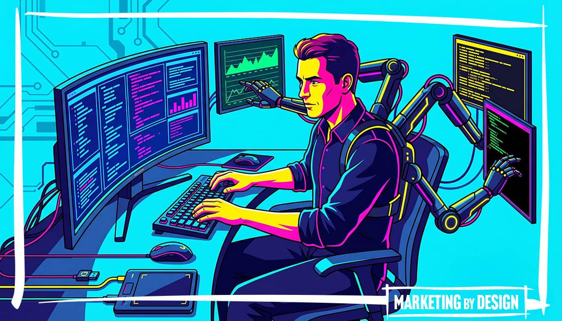 Illustration of man doing more than his job