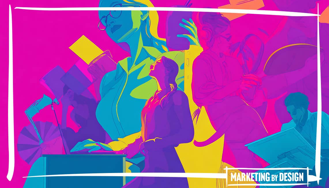 An illustration of a marketer who has many different skills