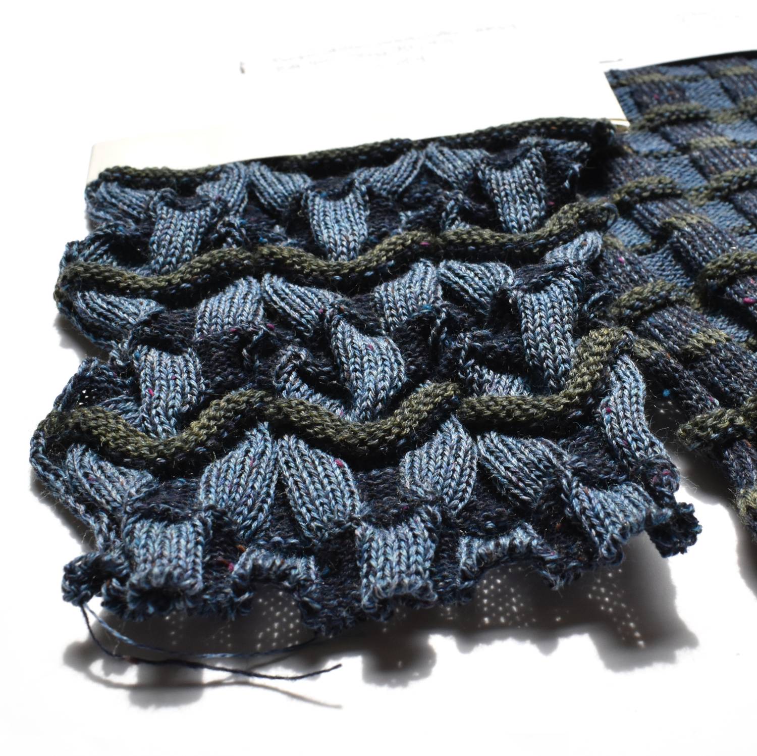 Blue and green wool swatch