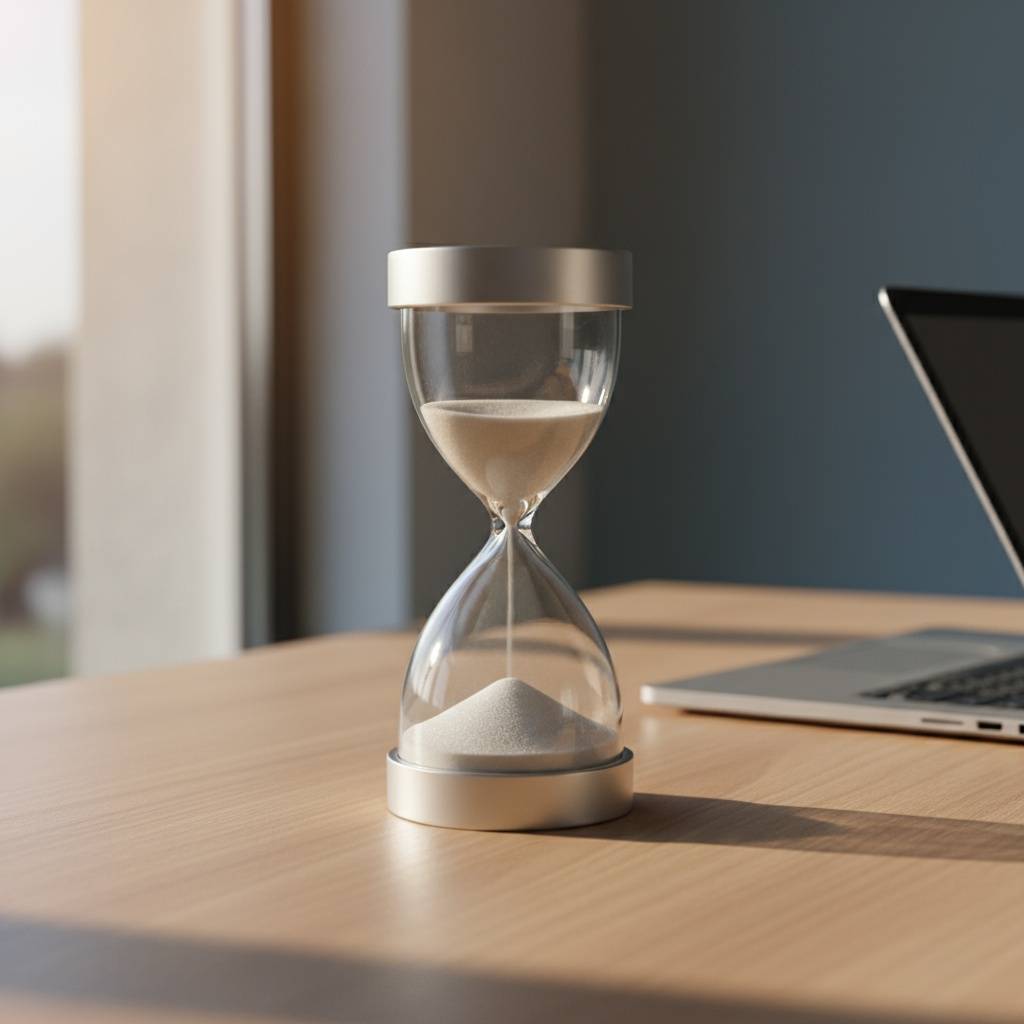 An hourglass conveying the message that time is money - and there's lots of time to be saved with AI.