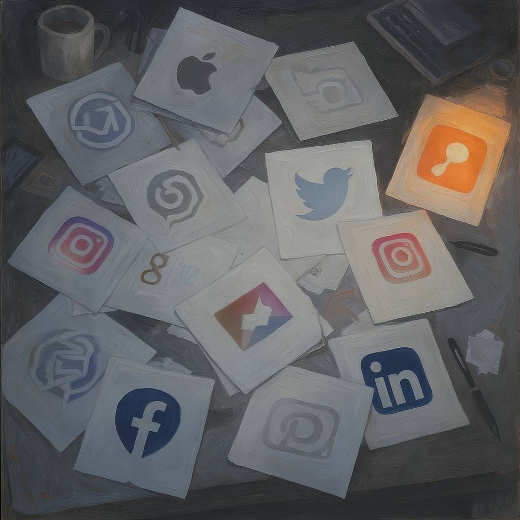 abstract image of multiple social media platform and content channel logos
