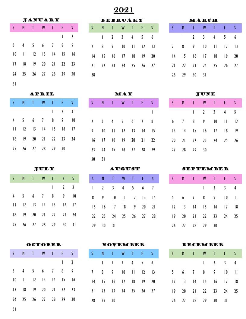 Free Digital Editable Calendar