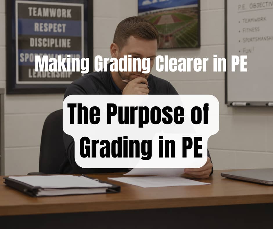 A PE teacher looks at his gradebook trying to determine a grade that reflects student learning. 