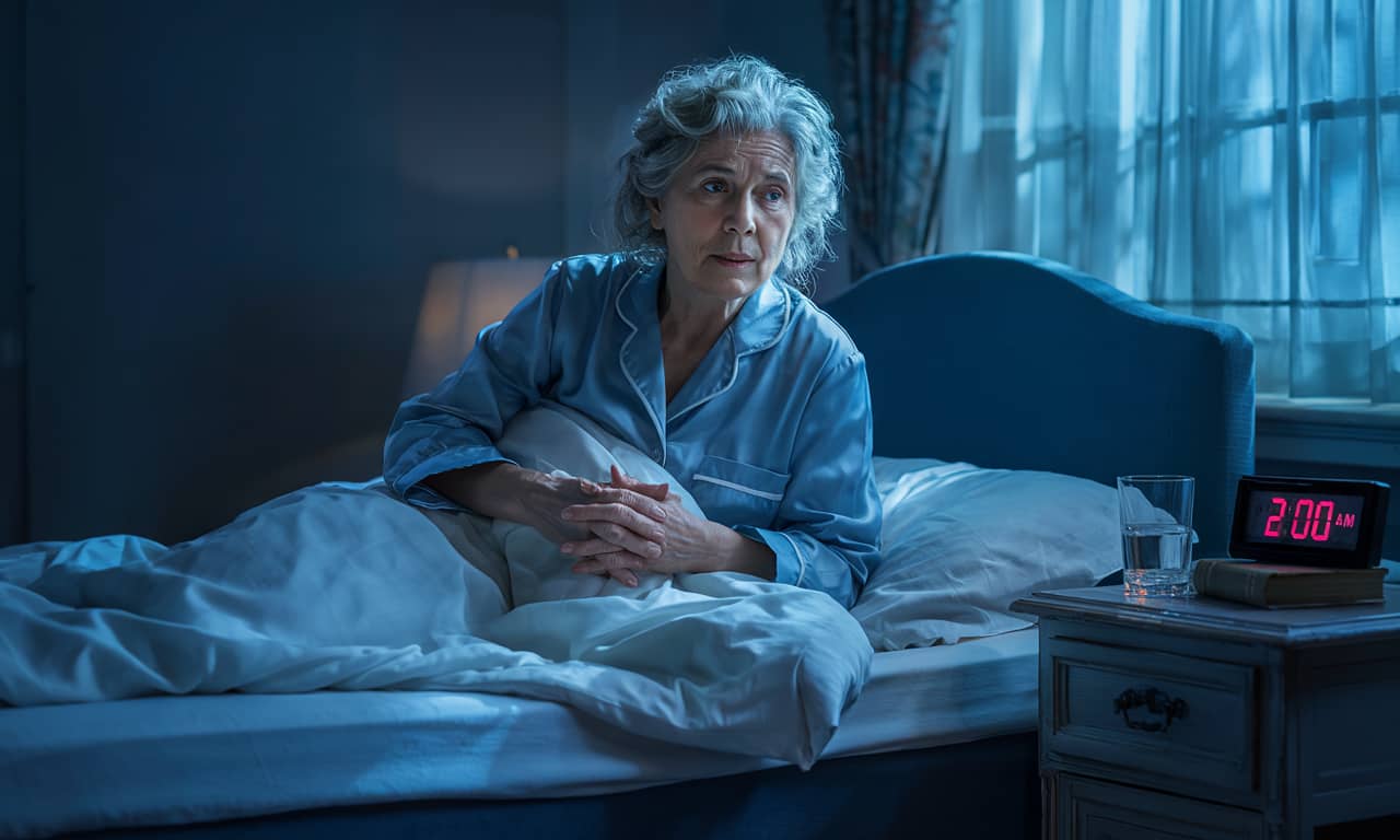 elderly women awake in bed at 2am