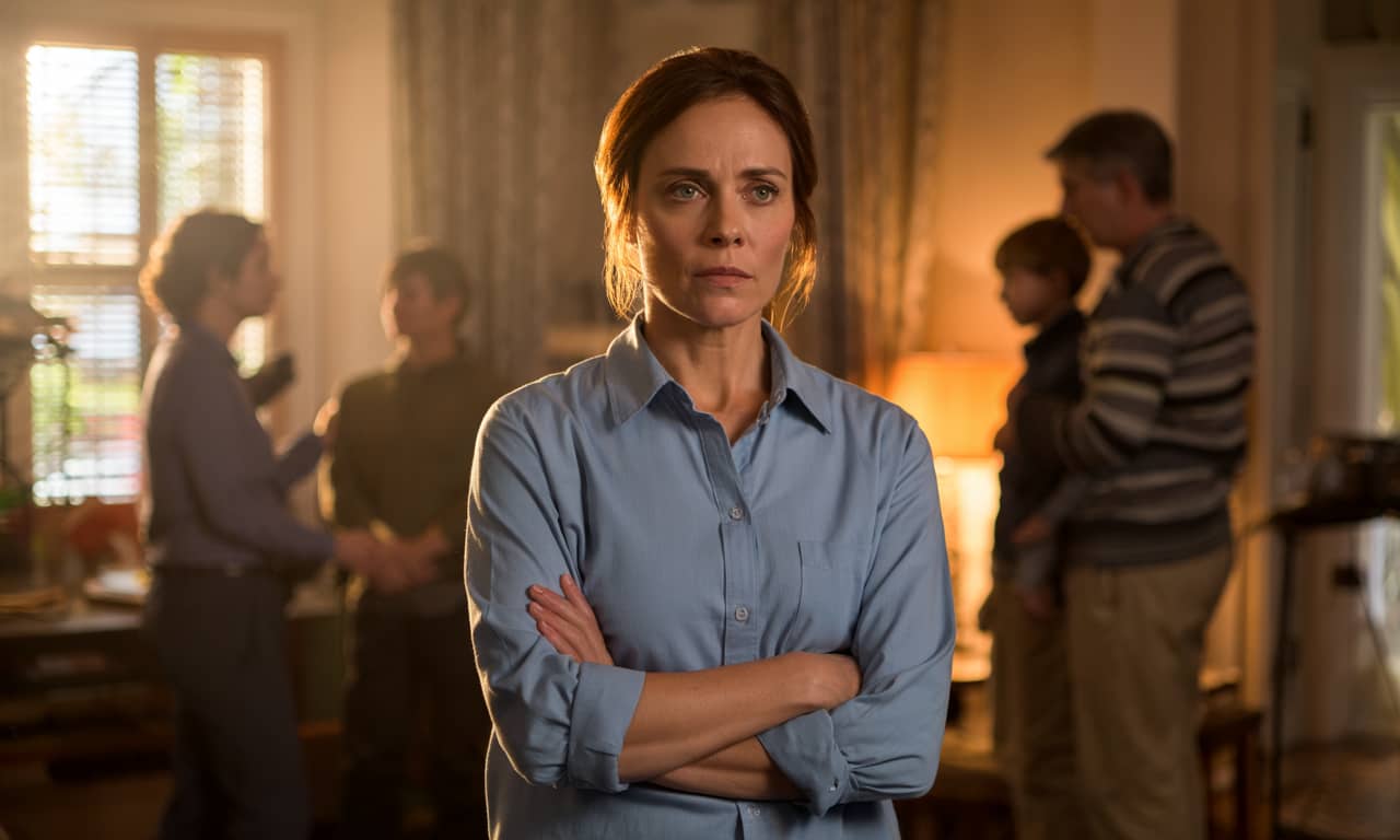 women looking stressed by her family