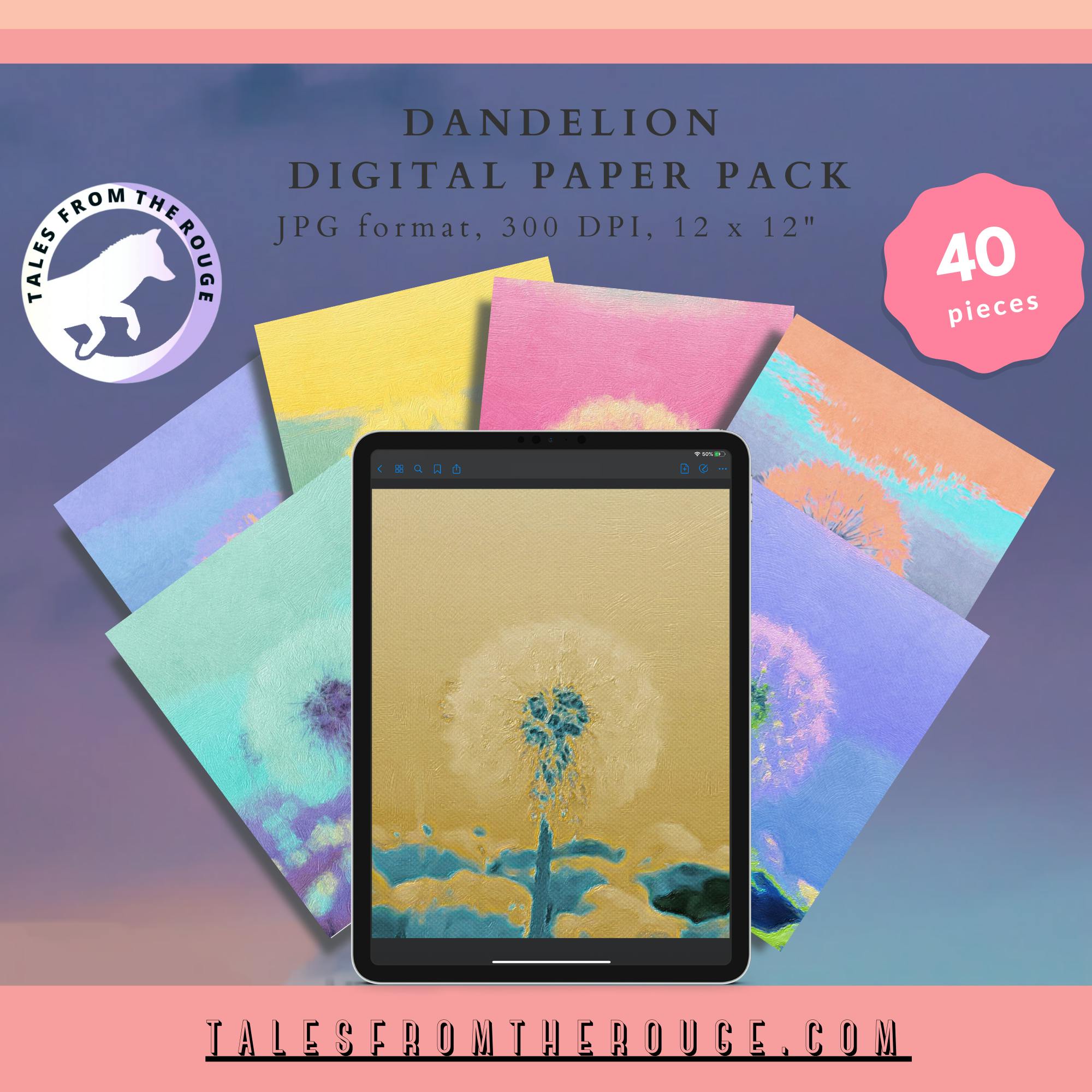 Dandelion Digital Paper Pack (40 pieces. Commercial Usage.)