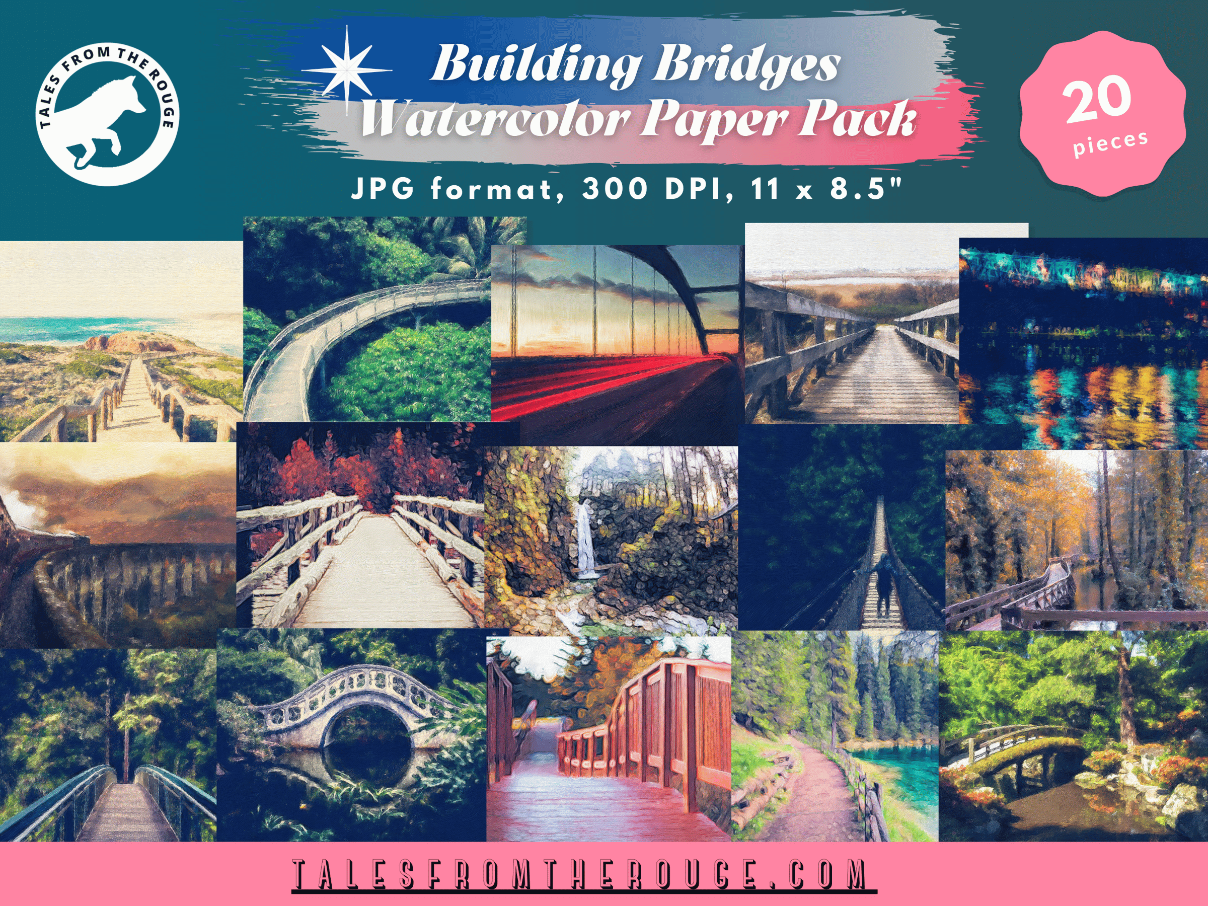 Building Bridges Landscape Paper Pack (20 pieces. Commercial Use)