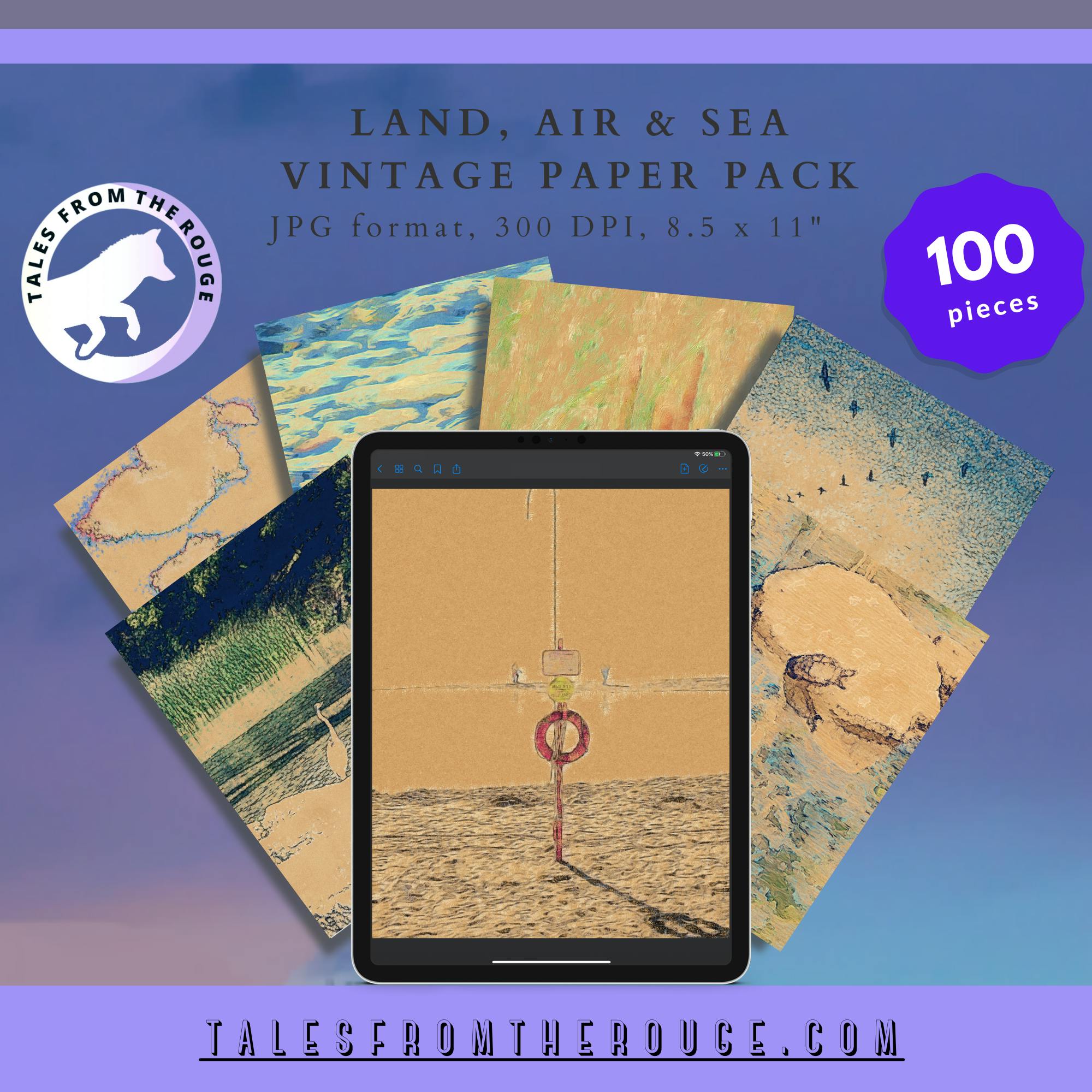 Land, Air & Sea Vintage Papers - 100 sheets