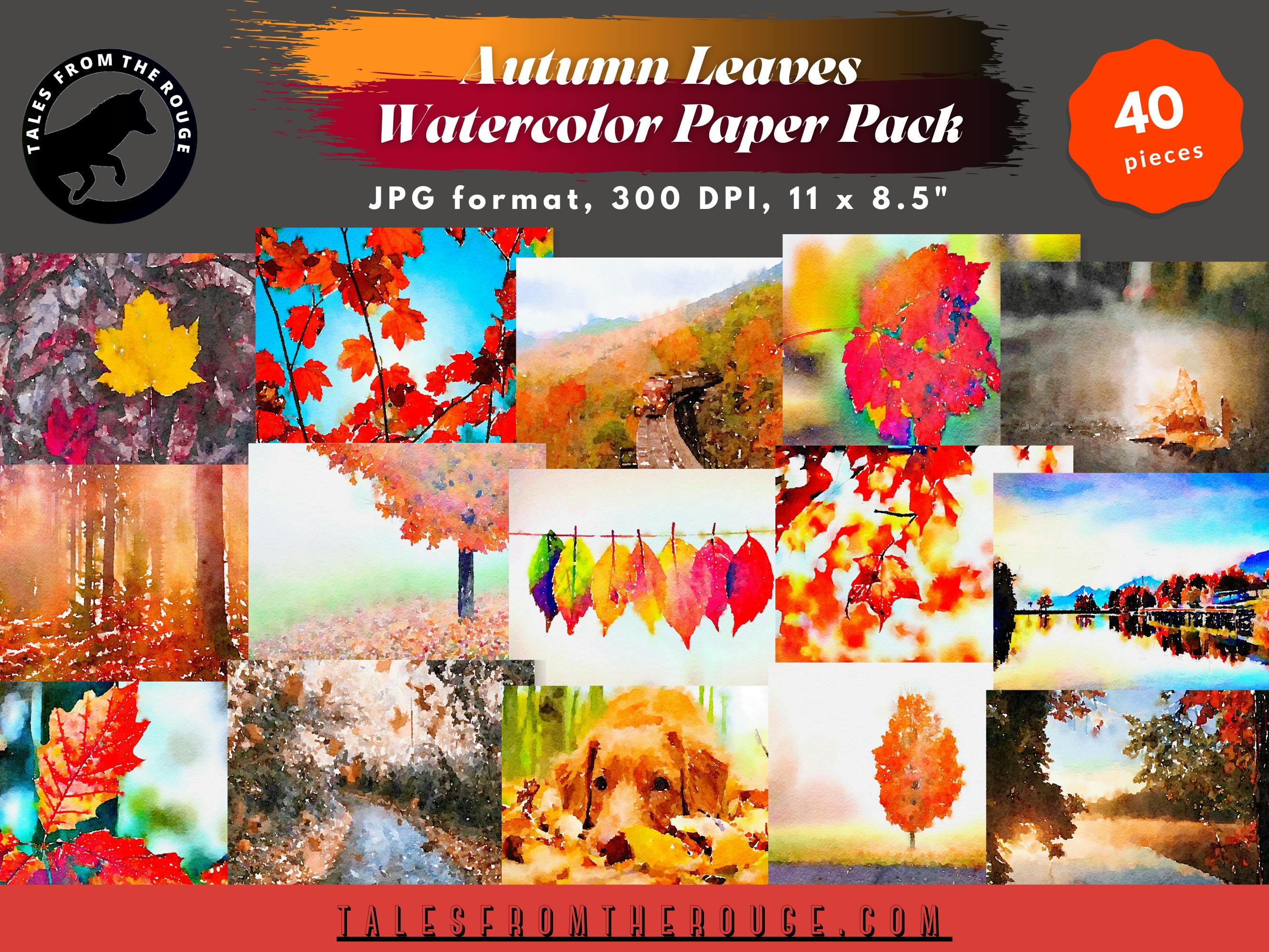 Autumn Leaves Landscape Paper Pack (40 pieces. Commercial Use)