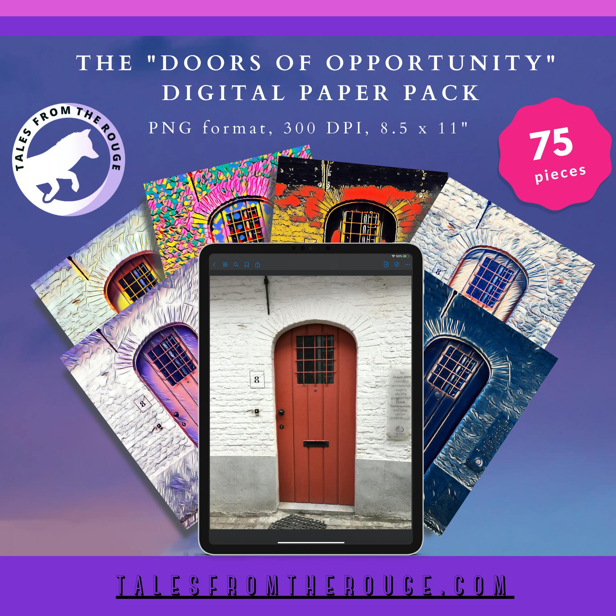 Doors of Opportunity Watercolor Paper Pack (75 pieces. Commercial Usage.)