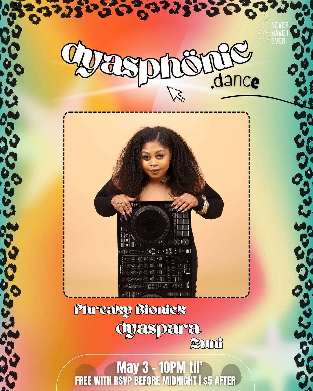 And we BACK for the next @dyasphonic .dance on May 3 at @neverhaveieverbar in the nightclub so you’ll have more room to move! 🤪 If you missed last event, you won’t want to miss this one!

Free with RSVP before midnight and $5 after! You must RSVP at the link in bio for free entry! #dyasphonic #dyaspara #chicagoevents #chicagocincodemayo
