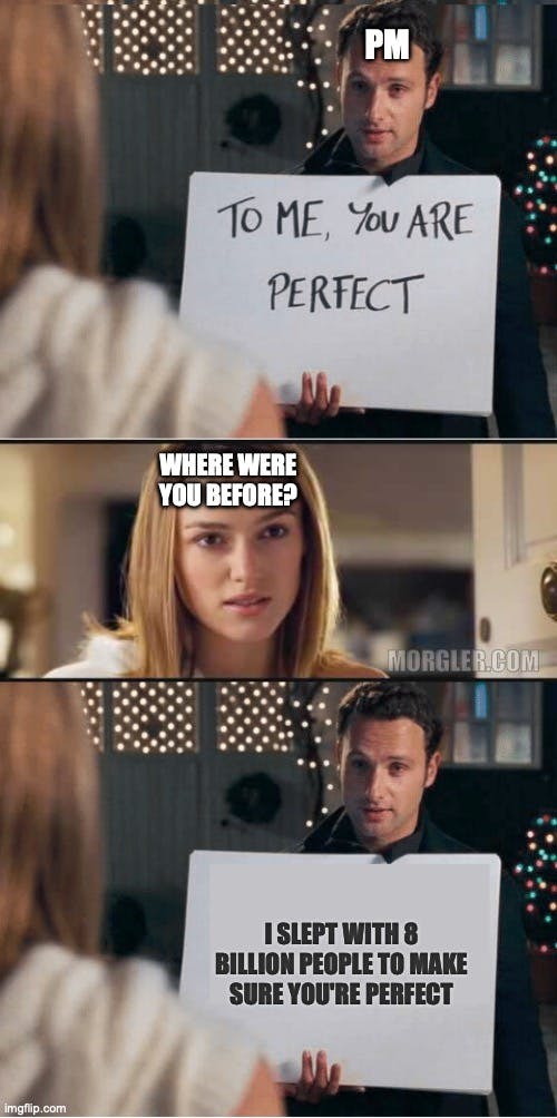 Man telling woman she is perfect, and he knows because he slept with 8 billion people