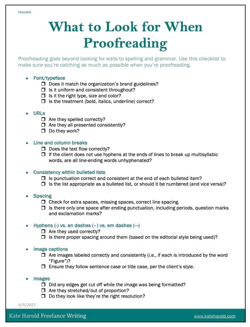 Checklist: What to Look for When Proofreading
