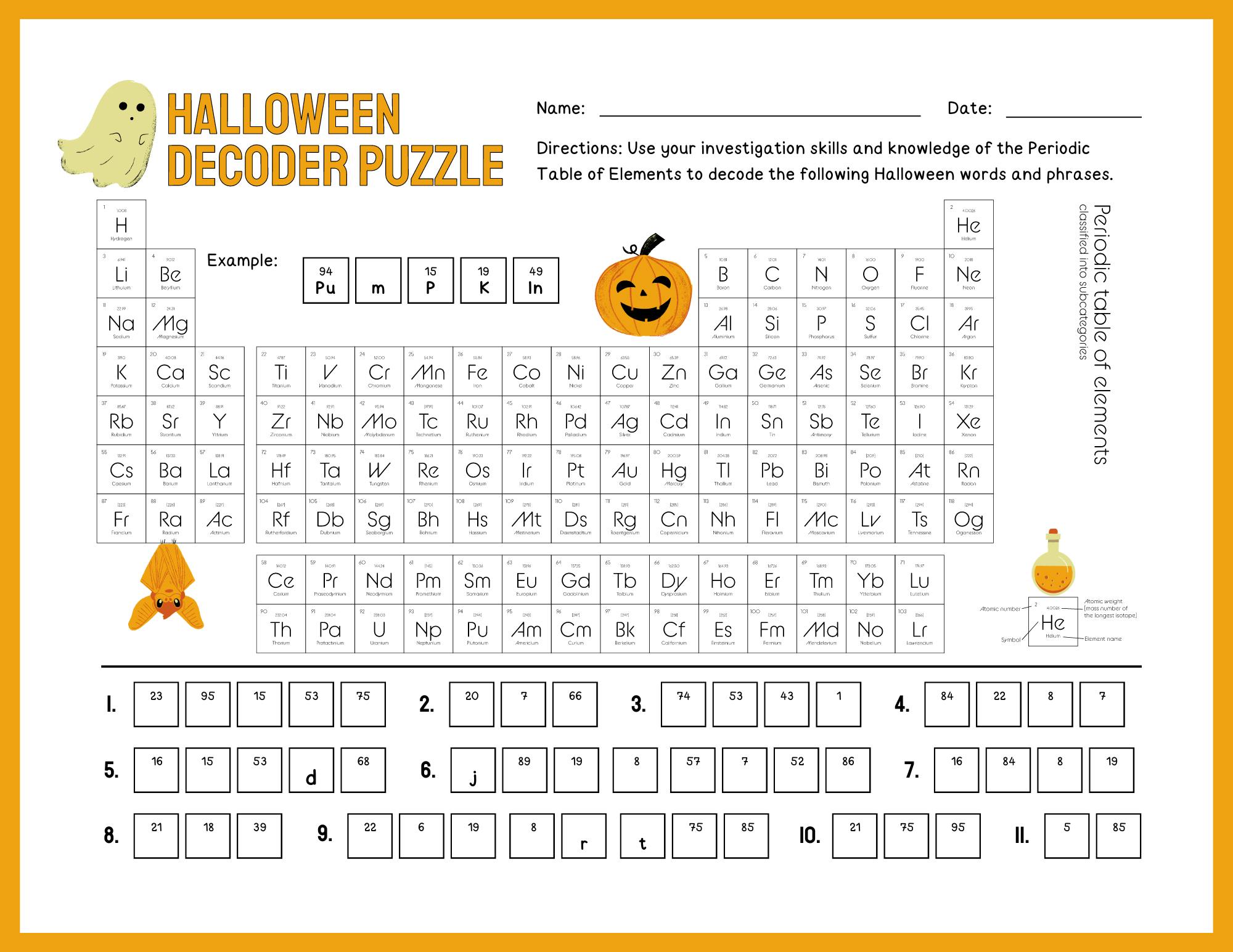 Halloween Decoder Puzzle