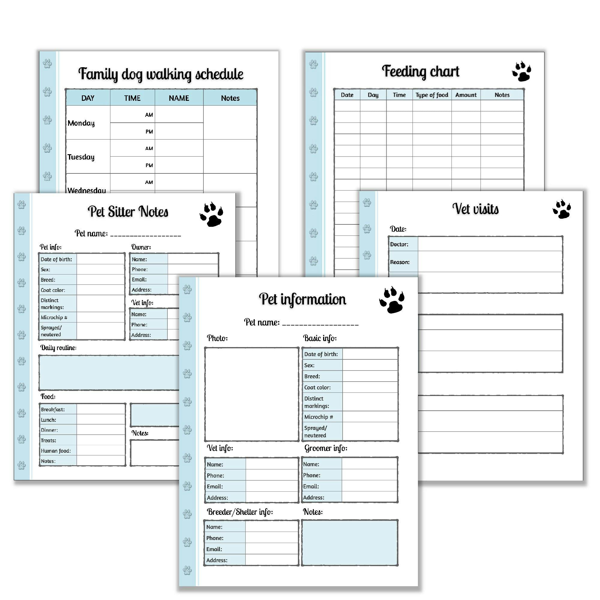 Free printable Pet care planner