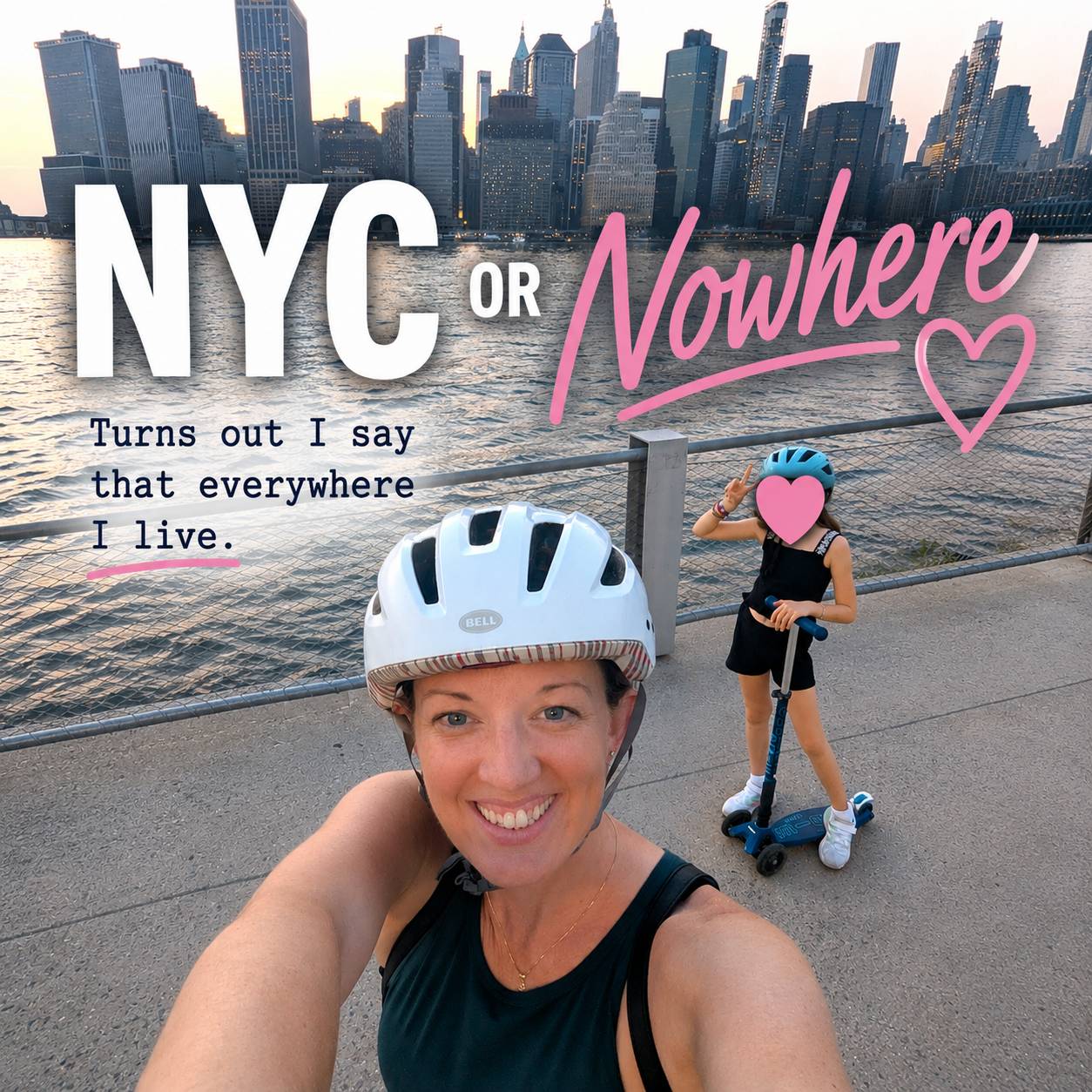 Riding home from a free, sunset yoga class in Brooklyn