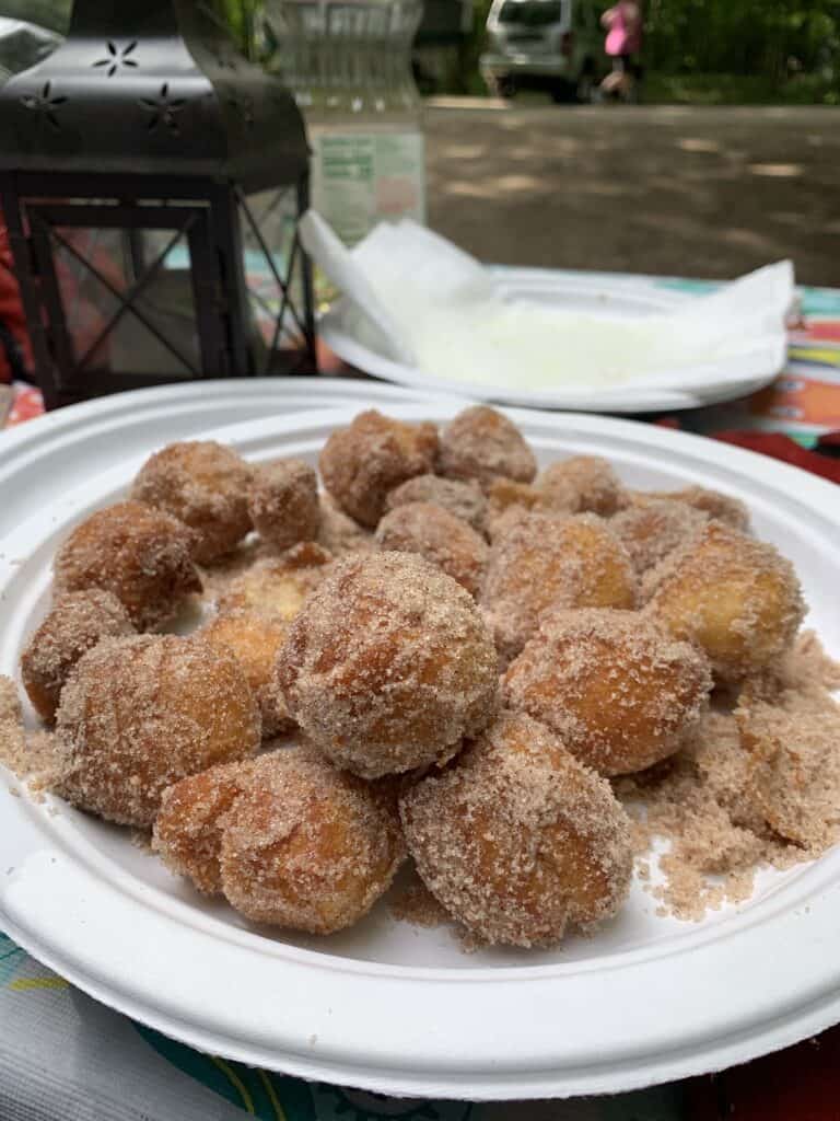 camping donuts on a paper plate