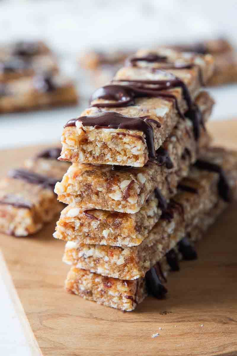 homemade protein bars stacked