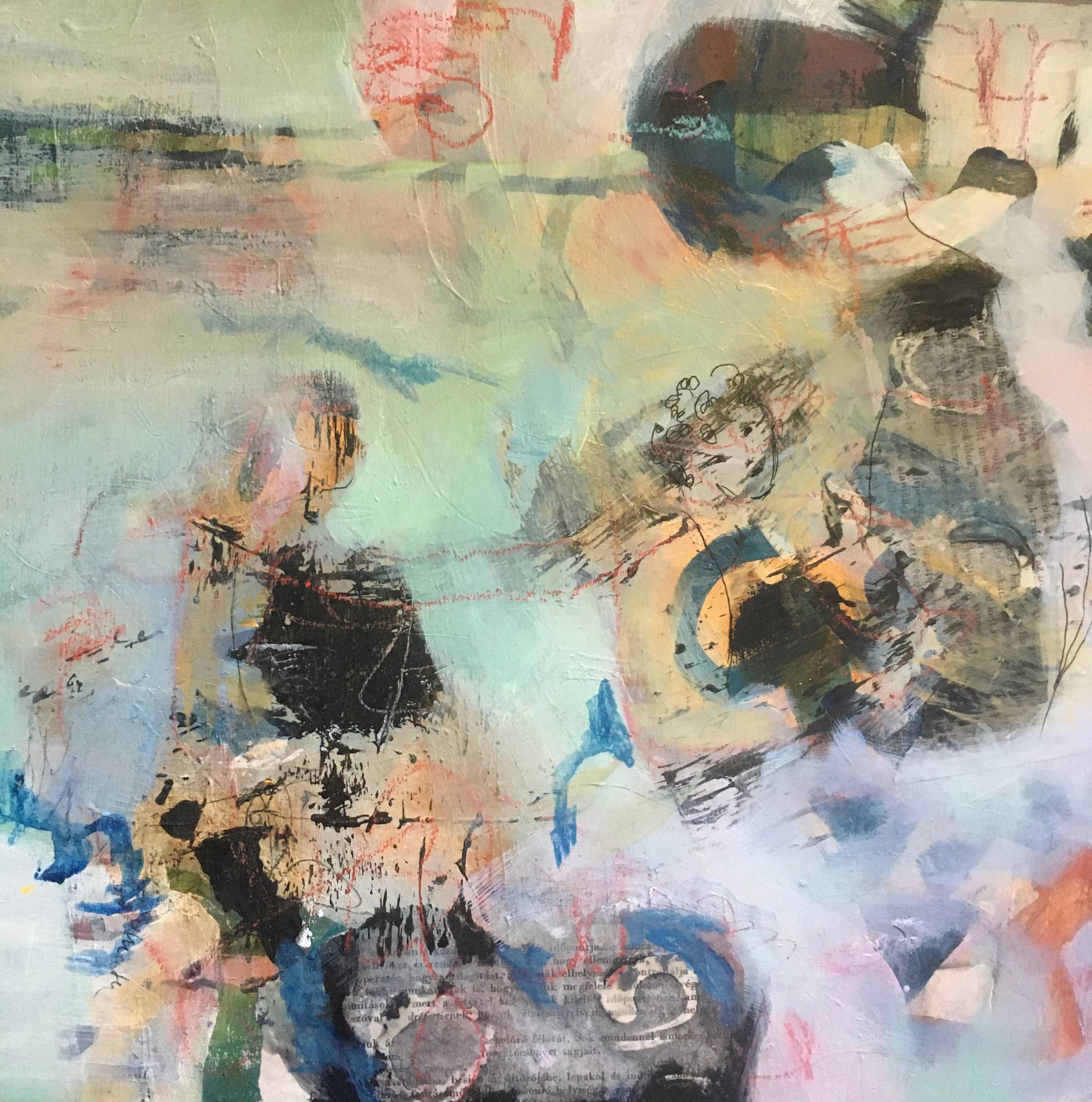 Will Keep You Safe in My Heart – expressive abstract painting by Beáta B?sze, blending soft, layered colors to convey love, longing, and the tenderness of letting go