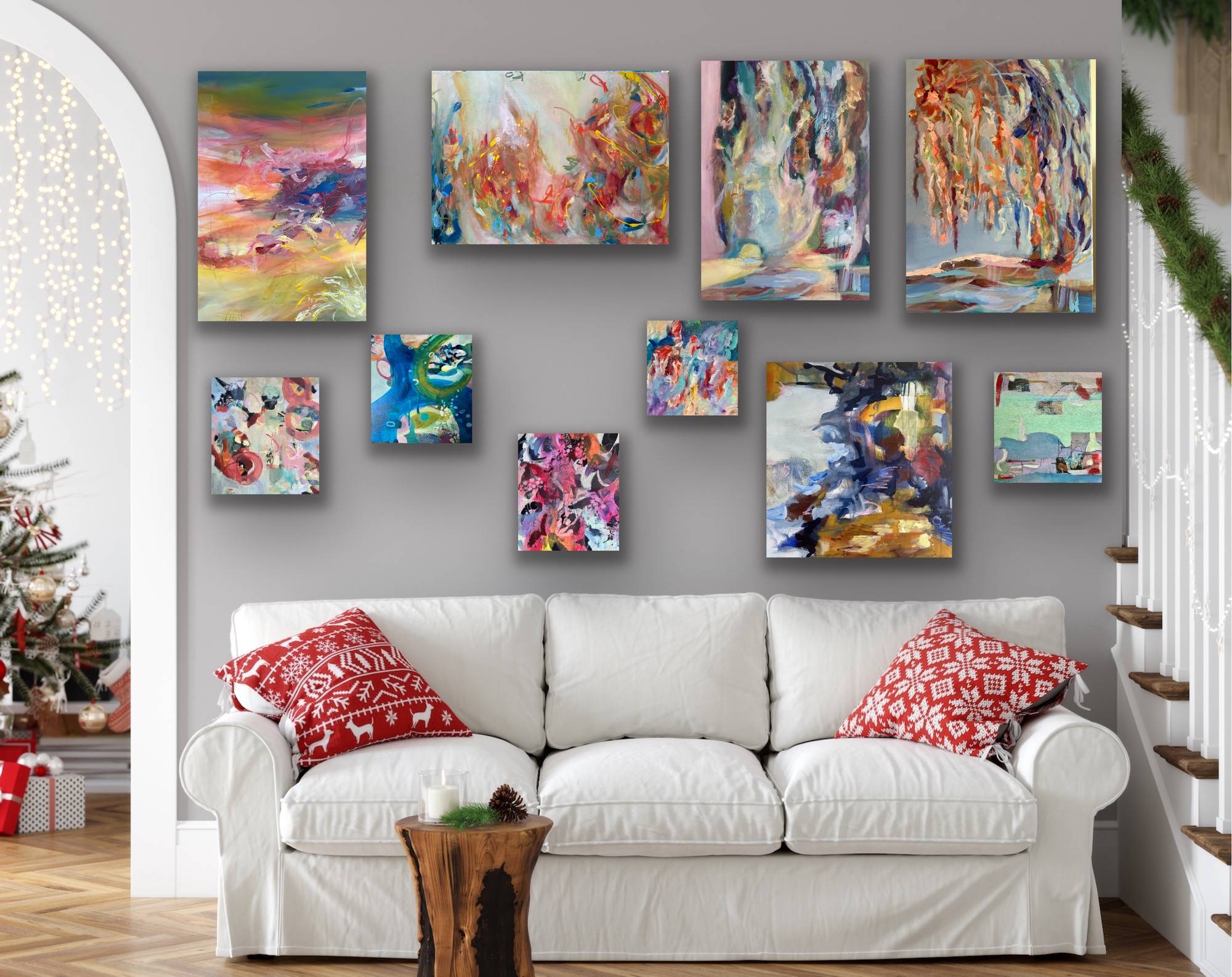 Beata Bosze's paintings on the wall from 2025