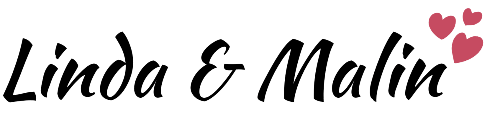 An image of our names "Linda & Malin" with three hearts