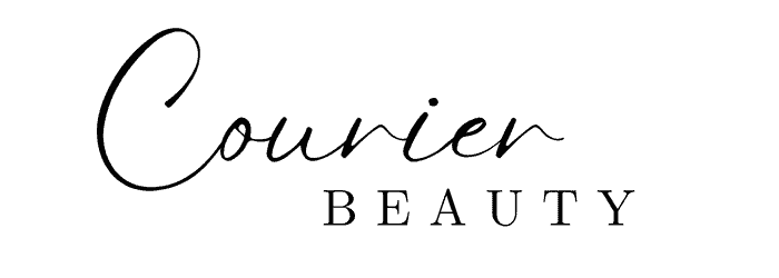 Logo for Courier Wellness, with “Courier” in cursive on top, “BEAUTY” in all caps below.