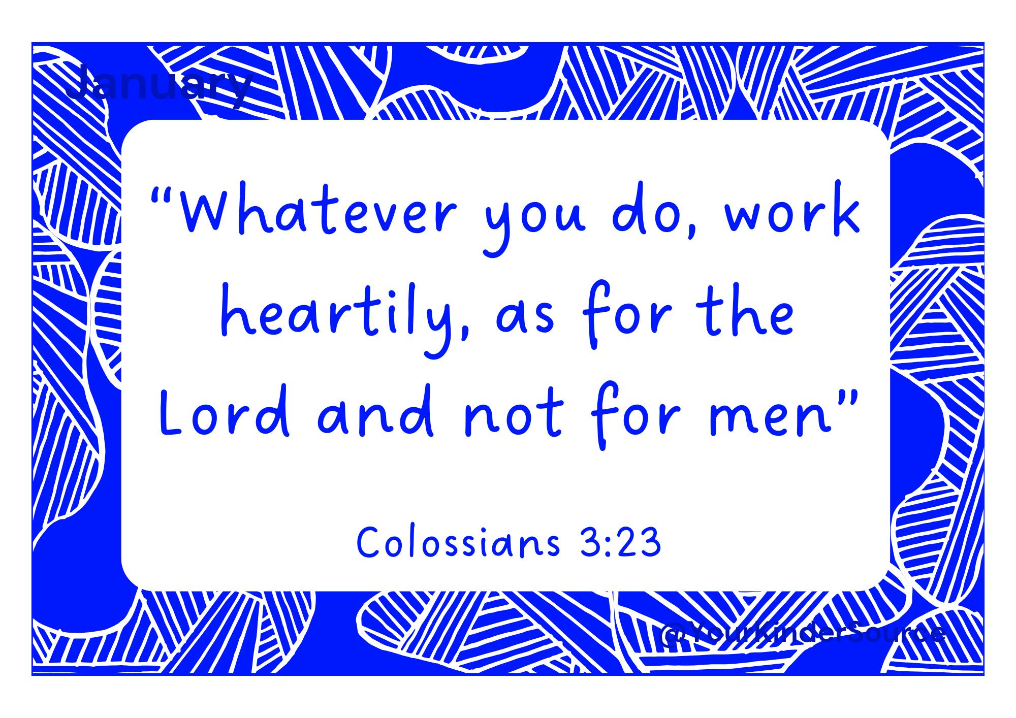 Colossians 3:23 Memory Verse Card