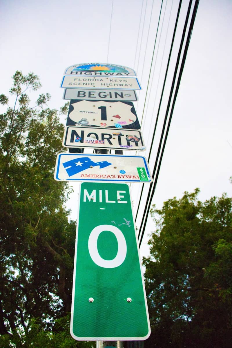 Mile marker zero sign for americas byway scenic highway