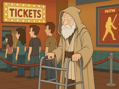 A jedi at the movie theater