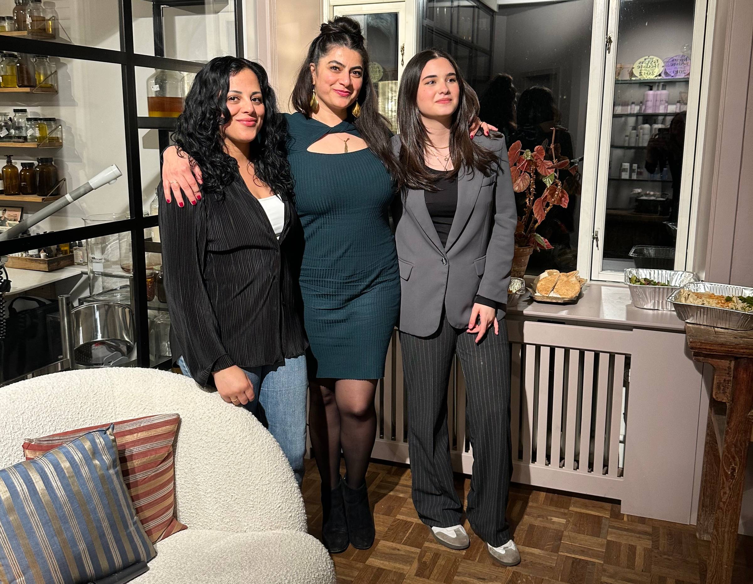 Souha Al-Mersal, Stella Nisreen Kanaan and Lana Oudeh at the event on Palestinian trauma and healing for IWD 2025