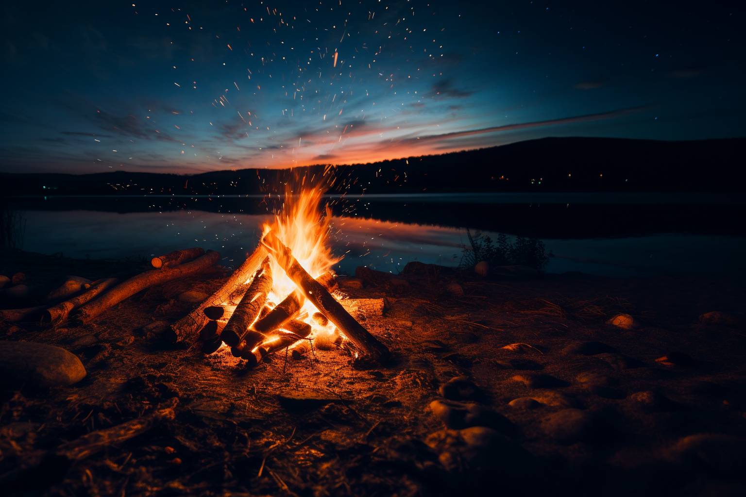 A bonfire at a beach