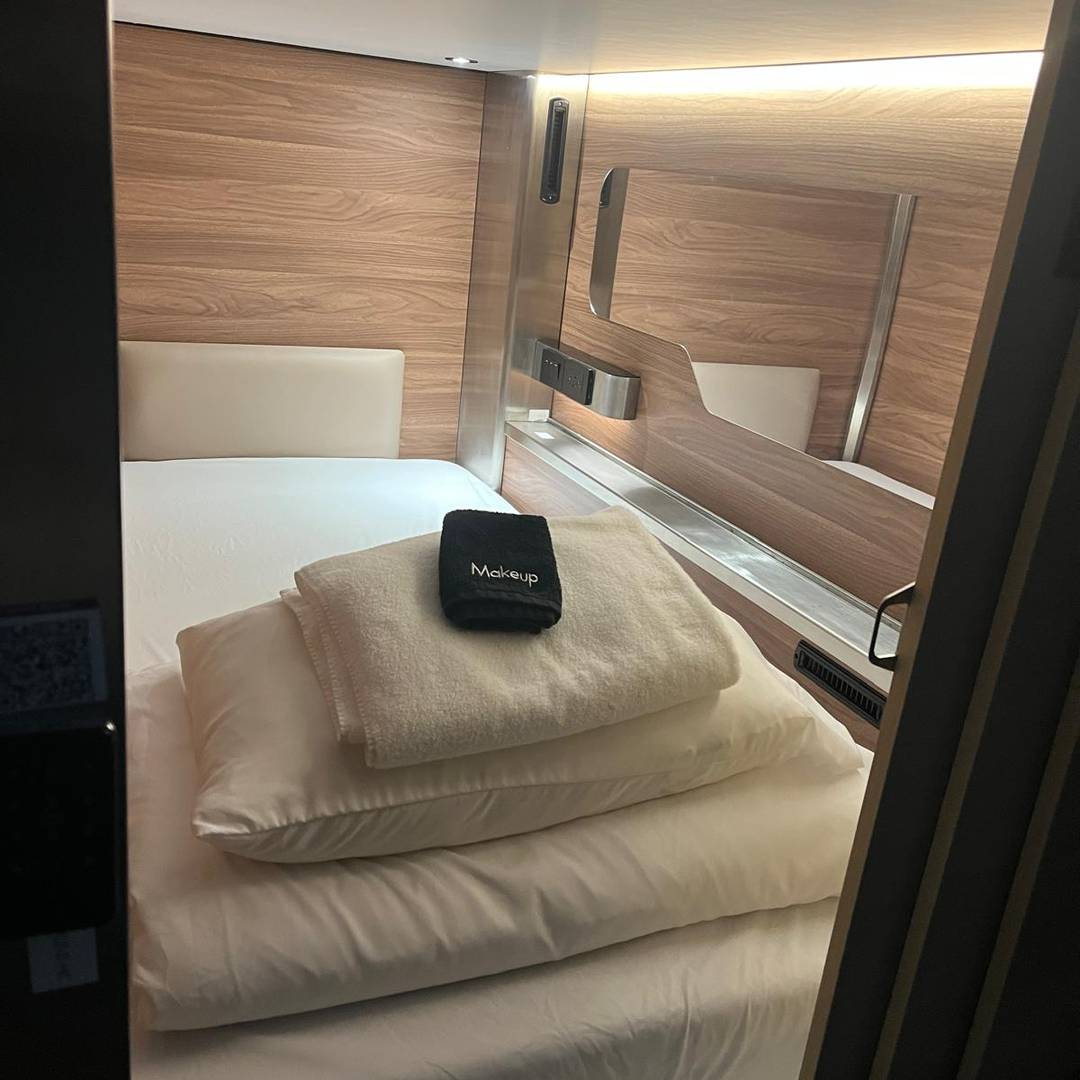 The inside of a capsule at I-Street Capsule Hostel in Washington, DC