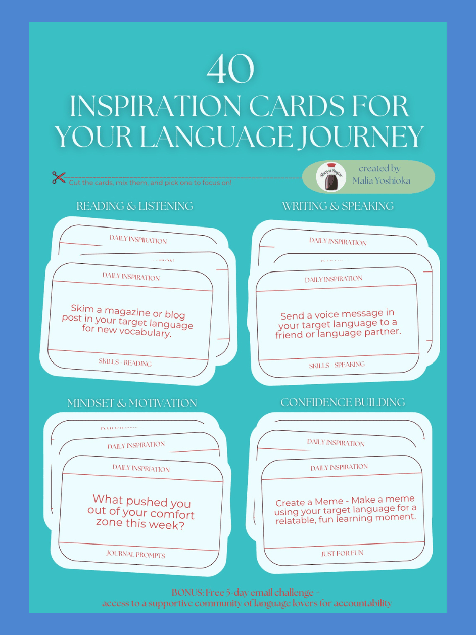 40 Inspiration Cards for Your Language Journey (Printable)