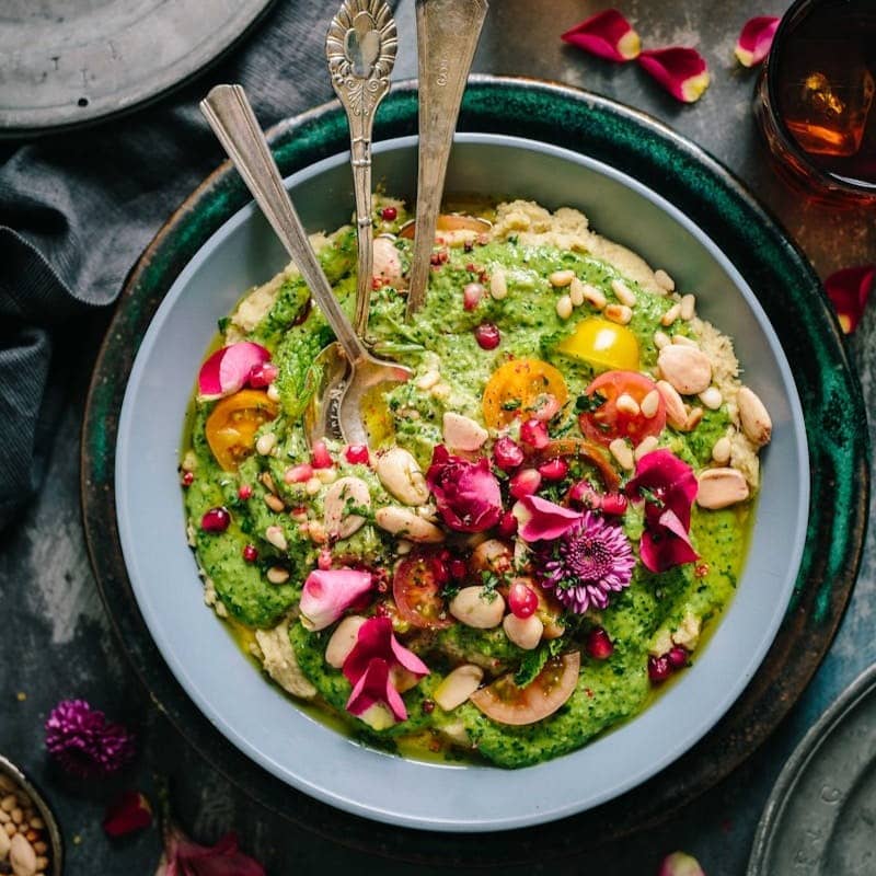 top view salad with guacamole