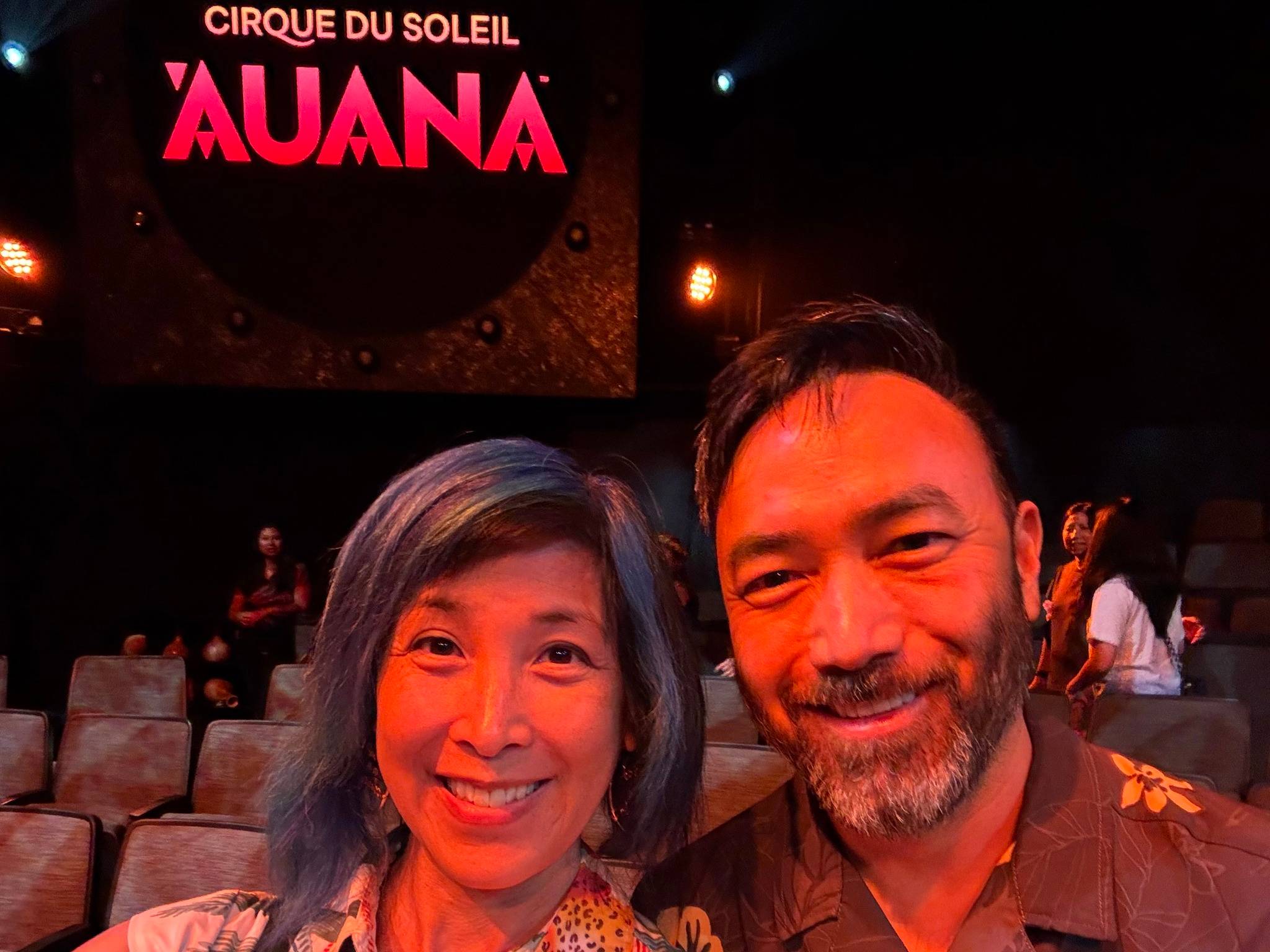 Jenn and her husband in the audience at 'Auana