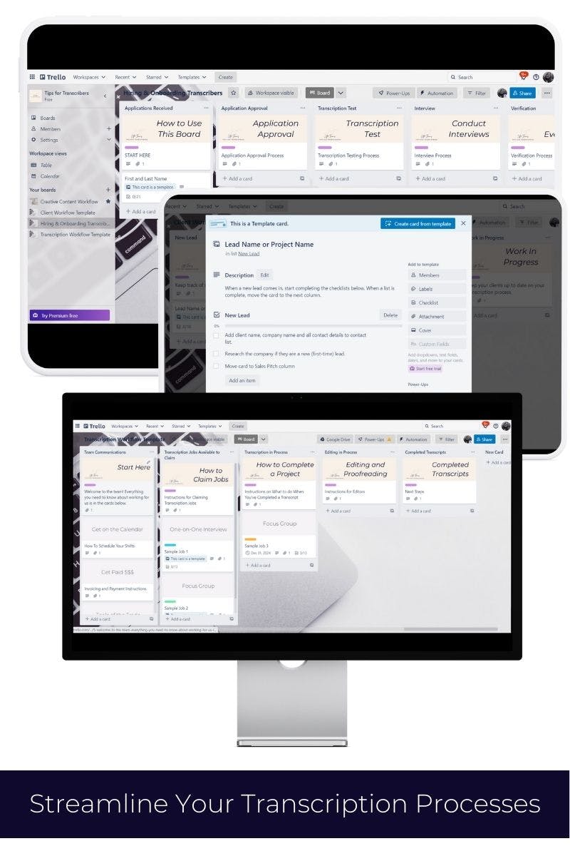 Trello Template Pack for Transcription Companies